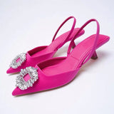 Summer New Rhinestone Pointed Toe Sexy Women Sandals Wear Baotou Set of Feet All-match Banquet Woman Sandals Flat