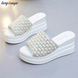 white pink slippers Flip Flops Women shoes Slippers Platform Summer Shoes Open Toe Wedges Sandals Ladies Shoes women