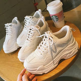 Women Shoes New Chunky Sneakers For Women Lace-Up White Vulcanize Shoes Casual Fashion Dad Shoes Platform