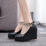 Queen Ankle Strap Platform Wedges Women Pump High Heels Sapato Feminino Dress