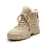 Women Boots Winter Shoes Warm Snow Boots Plush Fur Ankle Booties Anti Slip Platform Chunky Shoes White