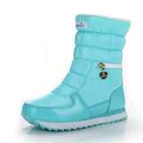 Boots Women Ladys Warm Shoes Snow Boot Inside Mixed Natural Wool Solid Color White