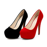 Women Pumps Fashion Flock Womens Sandals 14cm Platform Wedding Pumps Casual Thin Heels Womens