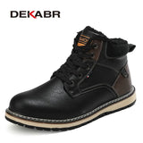 Winter Genuine Leather Ankle Boots High Top Men Casual Shoes Non-slip Super Warm Snow Boots High Quality Fashion