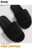 Women's Winter Home Slippers Cute Autumn Solid Color Warmth Thick Plush PVC Non-Slip Leisure Shoes Soft Bedroom Floor
