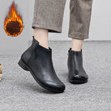 Flat Women's Shoes 2023 New Fashion Ankle Boots Retro Casual Plus Size Short Boots Zipper Solid Color Warm Flat