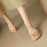 Breakj Zi Yan French Transparent High Heel Slippers Summer Women Wear Thick Bottom Thick Heel Comfortable Soft Foot