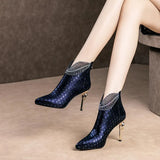 sale Peacock Pattern Embossed Leather Boot Woman Ankle Boots Low Heel Party Women's Winter Shoes 2022 Female Footware