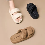 New Summer Women Beach Outside Platform Slippers Med Heel Casual Hook Loop Non-slip Outdoor Slide