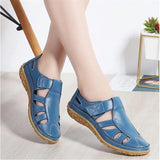 BEYARNEWomen Gladiator Sandals Shoes GenuineLeather Hollowout Flat Sandals Ladies Casual Softbottom Summer
