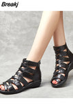 Sandals Wedge Sandals Female Summer Middle-heeled Leather Soft Sole Comfortable Soft Women Sandals Shoes Back