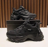 Black Dad Chunky Sneakers Casual Vulcanized Shoes Woman High Platform Sneakers Lace Up White Sneakers Women