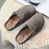 Hot Popular Women's Closed Toe Cork Slippers Mule Clogs Cork Sandals For Women Split Leather Garden Slides Cork