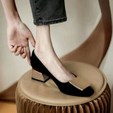 for Woman 2023 Square Heels Women's Summer Footwear Toe Office Black with Medium Casual E on Sale Chic Point A Wholesale