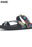 2023 New Outside Cork Slipper Flip Flops Summer Women Mixed Color Casual Beach Non-slip Slides