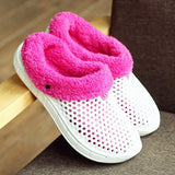 Men and Women Winter Slippers Fur Slippers Warm Fuzzy Plush Garden Clogs Mules Slippers Home Indoor Couple House Floor