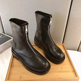 Boots Women's Low Shoes Round Toe Luxury Designer Zipper Boots-Women Flat Heel Ankle Med Autumn Fashion Rubber 2023