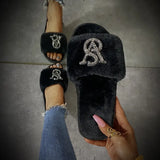 Summer Women Shoes Fur Slippers Flat Sandals Female Open-Toe Shoes Women Sandals Casual Plush Style Ladies Winter Plus