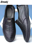 Business Leather Men Shoes Summer Slip on Loafers Men Casual Leather Shoes Black Flats Driving Shoes