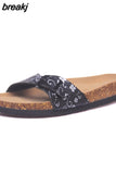 2023 New Fashion Summer Cork Slipper Women Casual Beach Mixed Color Flip Flops Slides