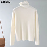 collar Loose soft pure color turtleneck Sweater Pullovers for Women Casual Long Sleeve Sweater Jumpers Female
