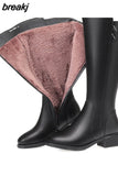 High Boots Woman Winter 2023 Authentic Leather Black Platform Shoes Women Heels Fur Boots Female Zip Designer Long