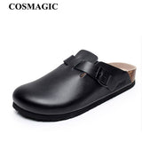 2023 Fashion Men Beach Cork Slippers Summer Unisex Solid Color Non-slip Outside EVA Waterproof PU Leather Slide