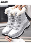 Boots Women Winter Shoes Keep Warm Non-slip Black Snow Boots Ladies Lace-up Boots Chaussures Femme Booties Woman Flat