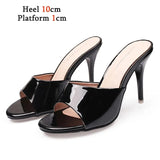 New Red Women Slippers Summer Heels Party Sandals Sexy Bottom Ladies Party Shoes Thin Heels Slides Narrow Band Women