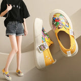Women Platform Vulcanized Shoes 2023 New Woman Thick Sole Canvas Loafers Fashion Graffiti Sneakers Outdoor Flats Sports