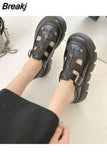 Strap Beige Heeled Sandals Female Shoe Espadrilles Platform Med Increasing Height Muffins shoe 2023 Summer Clogs Wedge