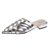 Breakj Women's Shoes Forever Pedal Home ~ Summer Fresh! French Small Retro Cross-Woven Hollow Fashion Low-Heeled Slippers