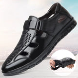 Summer Men Sandals Cozy Hollow Non-slip Soft Lighted Breathable All-match Wearable Fashion Work Shoes Casual Leather