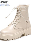 Ankle Boots Flat Heel Shoes Women Lace Up Winter Autumn Shoes Daily Short Boots Woman Footwear Size 35-40