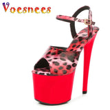 Leopard Sandals Pole Dance Shoes Stripper Sexy Combat Fetish High Heels Women Platform Shoes Party Club 15 17 CM