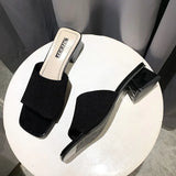 Women's Shoes Slippers Outdoor Summer New Fashion Knitted Stretch Open Toe Thick Sandals