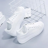 White Shoes Autumn 2023 Female FlatKorean Student Casual Women's Shoe Tide Leather Ladies Platform Running Sneakers