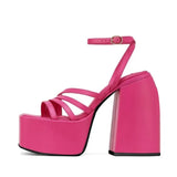 Top Quality Thick High Heels Women's Sandals Platform Brand Luxury Buckle Strap Dress Wedding Banquet Sexy Shoes
