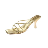 Women's Stiletto High Heel Slippers Shoes for Woman Luxury Designer Women Comfortable Gold Silver Sandals Trend 2024 Size