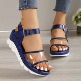 Pvc Wedges Sandals Women 2023 Summer Casual Ankle Buckle Gladiator Sandals Woman Plus Size Platform Sandalias