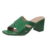 Open-toe Cross Women Slippers Shallow Heel Women's Shoes Women Sandals Summer Fashion Square Heel Slippers Designer