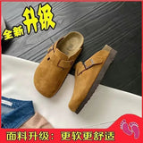 Thick-Soled Slippers, Fat Feet, Large-Size Semi-Slippers, New Retro Lazy Birkenshoes In Spring