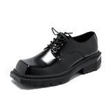 Breakj 2023 New Youth Square Head British Wind Low Heel Tooling Fashion Casual Daily Leather Shoes