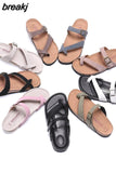 2023 New Summer Unisex Beach Cork Slippers Casual Women Men Nubuck Leather Solid Color Non-slip Flip Flops