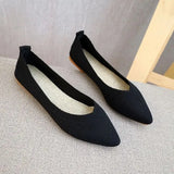 Women Pointed Toe Shallow Flat Shoes Mesh Loafers Soft Bottom Ballet Flats Classic Moccasins Knit Dress Shoes