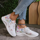 Women Print Platform Sneakers Spring Autumn Knitting Mesh Tennis Shoes Woman Lightweight Non Slip Casual Walking