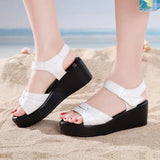 Muffin Slope Heel Sandals 2023 Summer New Thick-Soled Medium-Heeled Sandals All Kinds Of Heightened Size 43