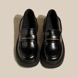 Women 2023 New Spring and Autumn Thick Bottom British Style Small Leather Shoes Casual Shallow Mouth Student Women