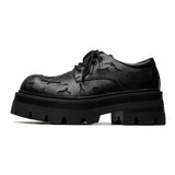 Breakj 2023 New Men's Leather British Platform Casual Derby Shoes Full Wear Crack Low Top