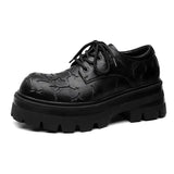 Breakj 2023 New Men's Leather British Platform Casual Derby Shoes Full Wear Crack Low Top